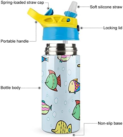 בקבוק מים עם דגי קש מבודד כוס ואקום נירוסטה 500 מל לבית הספר
