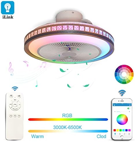 נברשות קוטז, אורות מאוורר תקרה של RGB הובלו עם שליטה מרחוק צבע מחליף לעומק שקט לחדר שינה בסלון