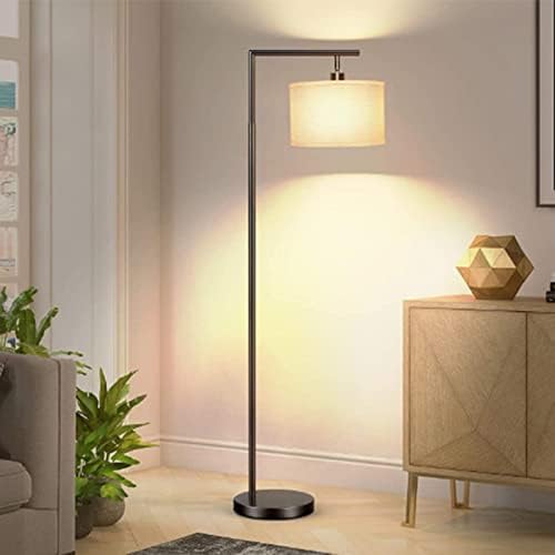מנורת רצפת קשת מודרנית המופעלת באמצעות סוללה, מנורה גבוהה לסלון וחדר שינה, צל מנורת בד תוף + נורת לד, 4 טמפרטורת צבע ניתנת לעמעום. כולל