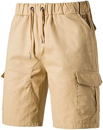 מכנסי מטען של Hehoah גברים, מכנסי מטען מזדמנים לגברים מותניים אלסטיים שולטים כותנה חיצונית חיצונית משקל קל משקל-כיס קצר