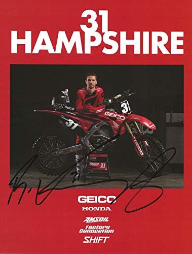 RJ Hampshire SuperCross Motocross חתימה 8.5x11 פוסטר צילום COA.
