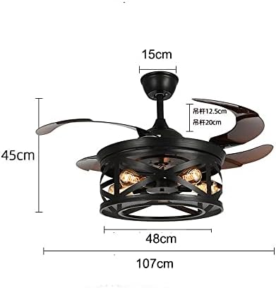 Chezmax אמריקאי רטרו רטרו מאוורר מנורת מאוורר עיצוב יצירתי מאוורר תקרה לא נראה אור LED אור עם חדר שינה מרוחק DC Fan Fan