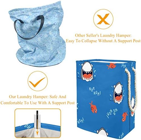 חמוד כריש דגים שמח לצחוק דפוס 300 ד אוקספורד עמיד למים בגדי סל גדול כביסה סל עבור שמיכות בגדי צעצועים בחדר שינה