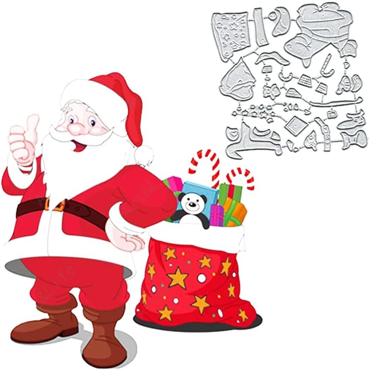 מתנה לחג המולד סנטה מטאל מתים חיתוך חיתוך מתים, סנטה קלאוס כרטיסי נייר חיתוך מתים שבלונות חתוכות לבלטני DIY מכין תגי ספר נייר דקורטיבי