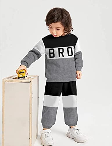 Aulyffo בגדי ילד פעוטות נופלים תלבושות, בניגוד לבנים סווטשירטים ומכנסי ג'וג'ר 2 יחידות בנים אופנה בנים