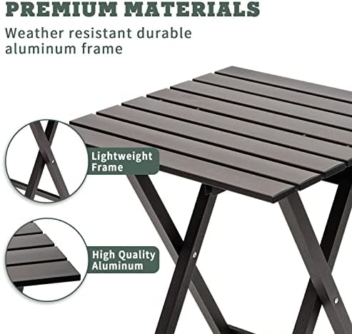 שולחן קמפינג מתקפל של סאניפיל - שולחן פיקניק נייד אלומיניום קל משקל, 18.5x18.5x24.5 אינץ