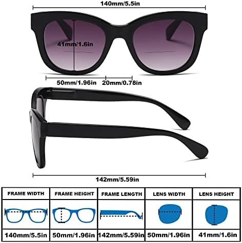 משקפי שמש ביפוקליים של ZXYOO לנשים שקוראים משקפי שמש 3 חבילה UV400 משקפיים קוראי שמש עם ציר אביב