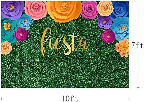 10 על 7 רגל מקסיקני פיאסטה נושא רקע לצילום פסטיבל מסיבת יום הולדת קישוטי אספקת סינקו דה מאיו קרנבל צבעוני פרחוני ירוק דשא קיר רקע באנר