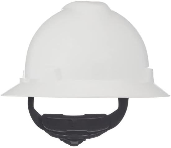 MSA V -Gard כובע קשה מלא עם מתלה - מעטפת פוליאתילן, הגנה מפני השפעה מעולה והתאמת עצמית רצועות כתר - כובע קשה בגודל סטנדרטי