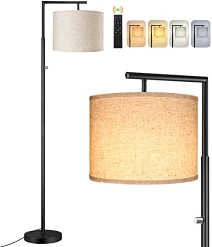 רוטוגון ניתן לעמעום מנורת רצפה, 4-צבע טמפרטורת מודרני עומד מנורת עם שלט רחוק &מגבר; בז ' צל, גבוה מוט מנורת רצפה לסלון, חדר שינה, חדר