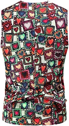 XZHDD Valentine's Day 3 חליפות חתיכות לגברים, אהבה מודפסת טוקסידו מודפס
