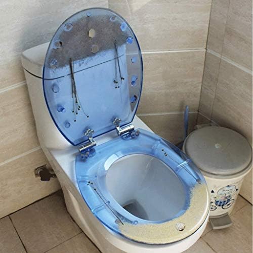 Wdbby אקווריום שקוף עגול בגודל סטנדרטי מושב אסלה אפקטים תלת מימד מכסה שירותים כבד בשירותים עם