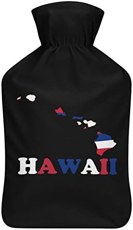 דגל מדינת הוואי מפת בקבוק מים חמים עם כיסוי קטיפה רכה שקית הזרקת מי גומי חמים 1000 מל