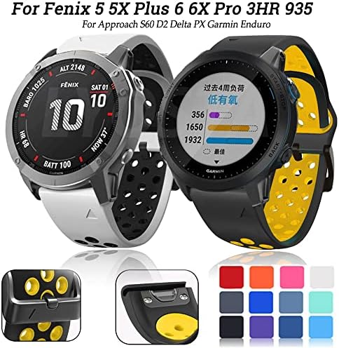 Axti Silicone 26 ממ 22 ממ מהיר שחרור מהיר שעון שעון עבור Garmin Fenix ​​6 6S 6x Pro 5x 5 5plus 3 HR 935 S60 צפה ב- EasyFit Watch Strap