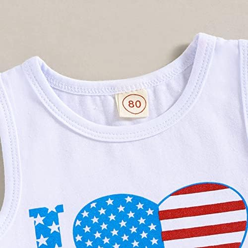 ילדה פעוט נובו 4 ביולי תלבושת הלטר רומפר חולצה שרוול קצר דגל אמריקה דגל פעמון מכנסיים בקיץ בגדי קיץ