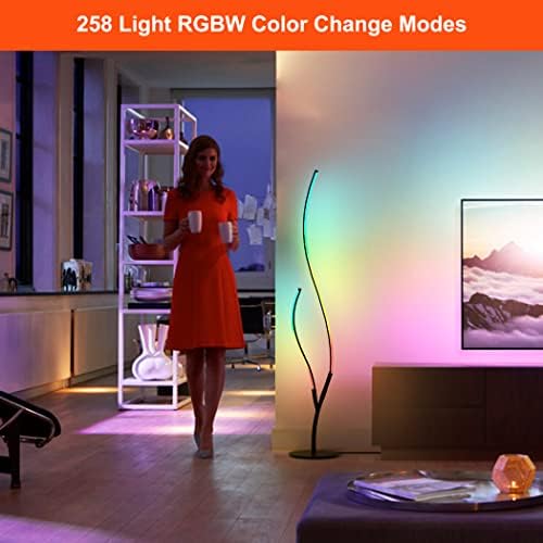 RGBW מנורת רצפת ספירלה מודרנית למשרד סלון לחדר שינה, עמידה עמרית עמידה עמידה מנורה רצפת קריאה עם תאורת סביבה מגניבה וייחודית צבעונית מנורת