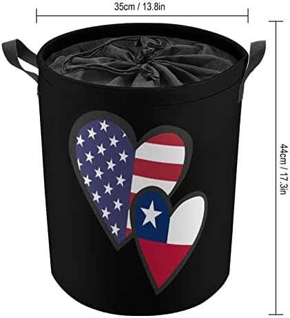 שלובים לבבות אמריקאי צ ' ילה דגל כביסה סל עם שרוך סגירת כביסת אחסון שקיות עבור בית נסיעות