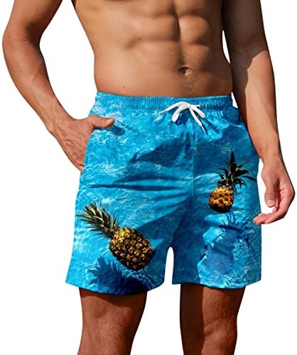 מכנסי מועצת הוואי של XXBR לגברים, גזעי שחייה נושמים בקיץ פירות הוואי פירות הדפס ספורט מכנסי חוף מזדמנים