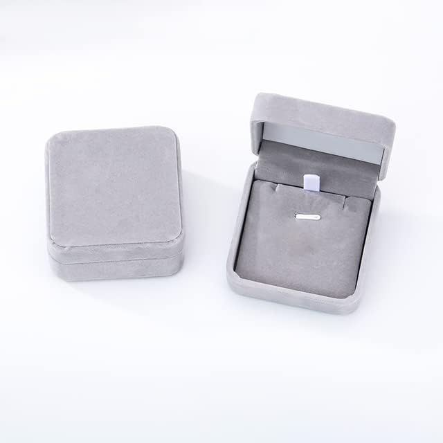 קופסאות בד קטיפה של אוילמה תכשיטים מינימליזם תכשיטים אביזרים חתונה - אפור - צבע זהב -24111