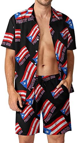 דגל גאווה של פורטו-ריקני, חולצות שרוול קצרות ומכנסיים, חולצות שרוול קצרות, תלבושות חוף קיץ רופפות התאמה כושר