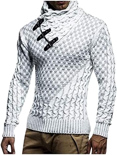 Ymosrh Turleneck Sweater Sweater סולבר סריגה ברדס מכופף סוודר כפתור דק סוודרים גדולים לגברים חורף