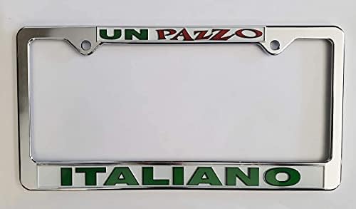 Un Pazzo Italiano לוחית רישוי מסגרת כסף - אוסף איטליה של מוצרי גאווה איטלקיים ב- PsiloveItaly