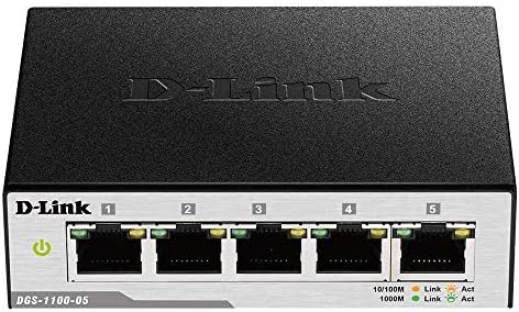 מתג Ethernet D-Link, 5 יציאה קלה Smart Smart Gigabit רשת שולחן עבודה