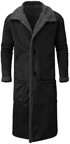 מעיל קרדיגן ארוך של XXBR FLEECE לגברים, כפתור קדמי פתוח מעילי תעלת צמר צמר פלאפי חורפי חום לבגדי חוץ