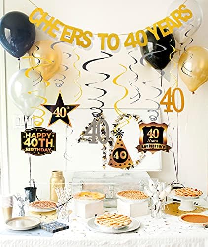 קישוטים ליום הולדת 40 לגברים נשים מעודדות עד 40 שנה באנר ליום הולדת ומערבולות תלויות לקישוטים של מסיבת יום הולדת 40 40