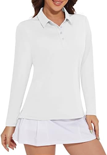 חולצות פולו לנשים שרוול ארוך חולצה גולף מהיר יבש 50 + הגנה מפני שמש חולצות טניס אתלטיות קלות משקל