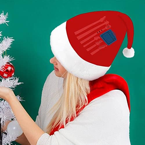 רוקנרול ארהב דגל חג המולד כובע סנטה כובעי חג המולד עץ קישוטי חג דקור מתנות למבוגרים נשים משפחת גברים