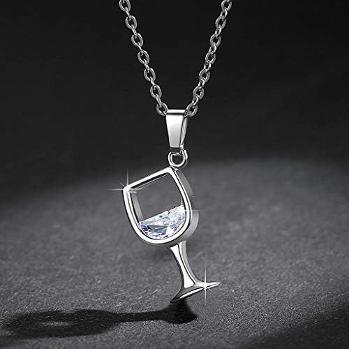 נשים יין זכוכית תליון זירקוניה ארוך שרשרת שרשרת טרנדי קסם תכשיטי קסמי מתנה פשוט מתנה שרשראות לנשים