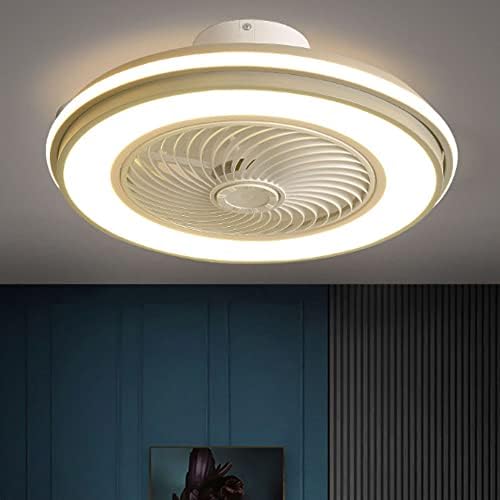 מאוורר תקרה Wylolik עם מאוורר תקרה מודרני ללא עוררין עם שלט רחוק עם שלט רחוק LED חכם תאורה לעומק תאורה מקורה חדר שינה פרופיל נמוך מאוורר