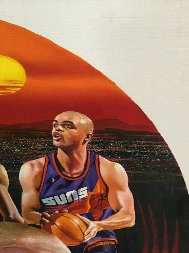 טרנס פוגארטי חתום מקורי צ'ארלס בארקלי קנבס ציור שמן COA 1/1 - אמנות NBA עם חתימה