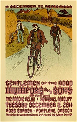 Mumford & Sons Gentlemen of the Road Tour מקורי חתימה ביד ומספר משי ממוספר גארי יוסטון