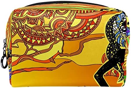 תיק איפור קטן, מארגן קוסמטיקה של רוכסן לטיולים לנשים ונערות, ציור אמנות של אישה אפריקאית