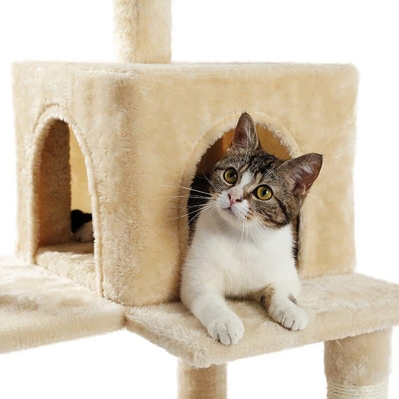 חתול עץ מגבת מגרד סיסל הודעה רב-רמת לחיות מחמד טיפוס עץ עם ערסל מיטת חתול סולם נוסף עם צעצוע כדור