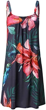 WPOUMV שמלות קיץ לנשים נוף הדפס שמלת קלע ללא שרוולים שמלת קרוזק חוף שמלת חוף טרנדית מיני שמלה