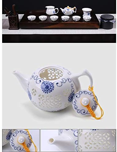 סט שירות תה זכוכית לאסיה טקס תה מסורתי, תה גונג פו עם 1 תה גאיוואן, פילטר תה אחד, 4 כוס תה, 1 צ'ה היי
