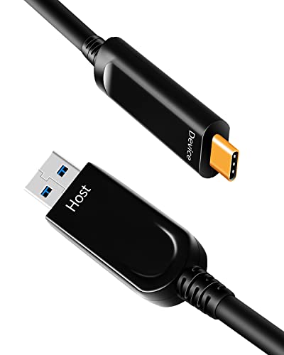 DWLCWY סיבים אופטיים USB A ל- USB C כבל, 10 ג'יגה -ביט לשנייה מהירות גבוהה העברת נתונים כבל אופטי עבור מצלמות רשת, מצלמות, VR וכו '