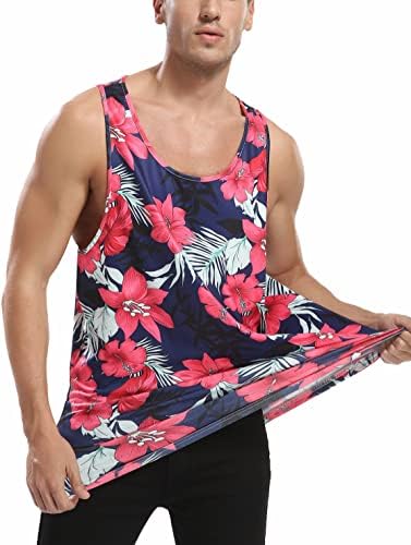 גברים פרחוני קיץ גופיות הוואי מקרית חולצות כושר רופף חידוש שרוולים חולצות