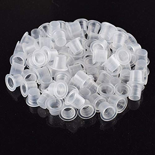 דיו 100 יחידות קבוע פלסטיק כובעי פיגמנט כוסות מחזיק אספקת איפור אביזרי קעקוע אמהות, לבן, אחת גודל, 1.0 לספור