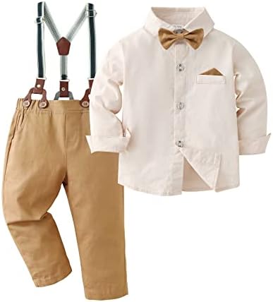 חליפות בגדי תינוקות של דיסאור, חולצת שמלות פעוטות עם קשת + מכנסיים מנסים מכנסיים מערכות תלבושת ג'נטלמן חתונה 1-6 שנים
