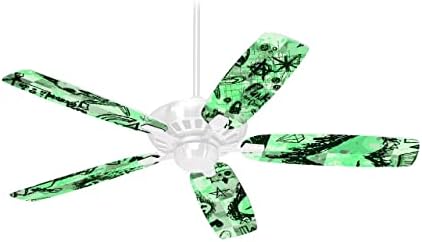 סצינה קיד סקיצות ירוק - ערכת עור מאוורר תקרה מתאימה לרוב המאווררים 42 אינץ '