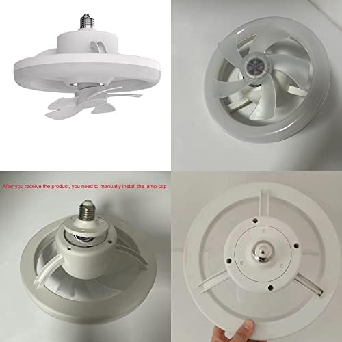 מאוורר תקרה של CHBC עם אור, 360 מעלות סיבוב מנורת E27 LED נברשות 5 נברשות עמקות מאוורר תקרה מנורה מודרנית עם שלט רחוק וממיר B22 למאיר