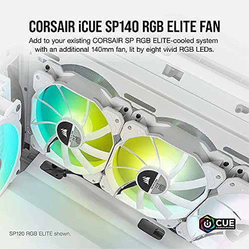 Corsair ICue SP140 RGB Elite Performance 140 ממ PWM לבן מאוורר יחיד